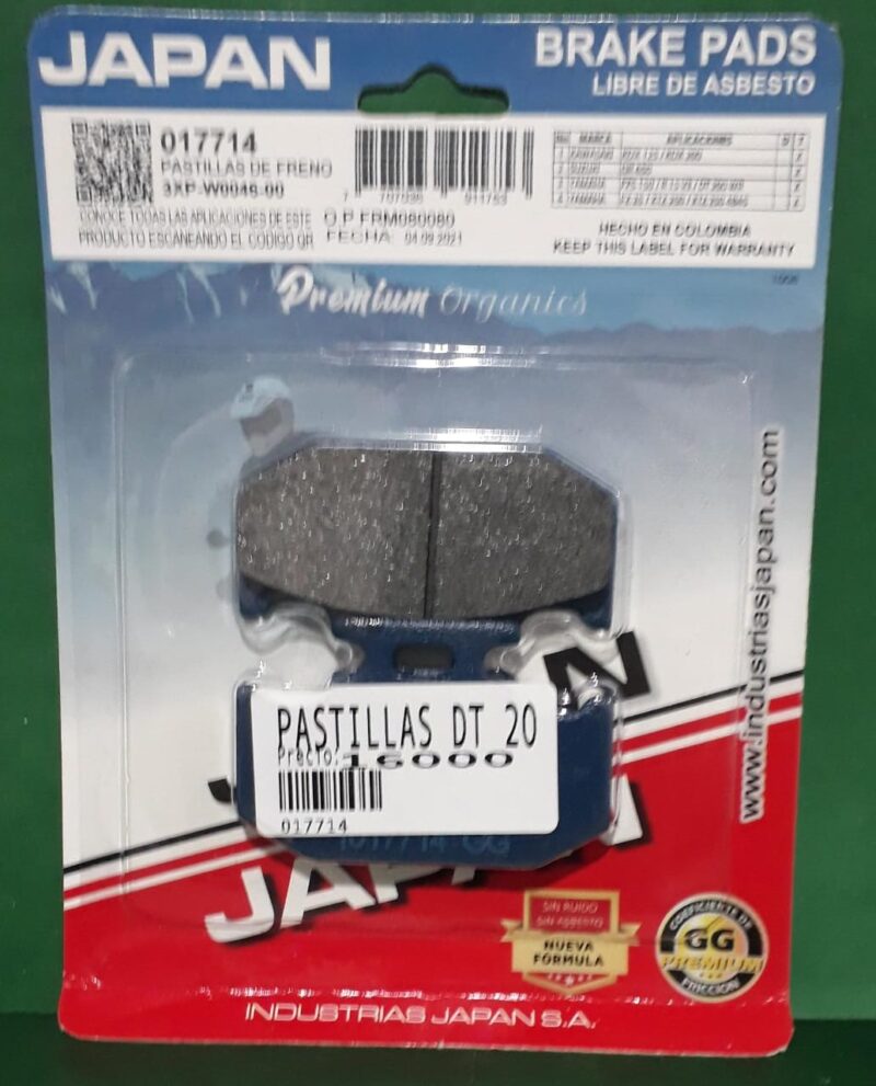 PASTILLA FRENO DISCO DT 200/ XTZ 250  (JAPAN)